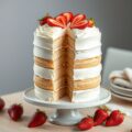Witte chocoladetaart met aardbeien