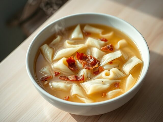 Witte koolsoep met pasta