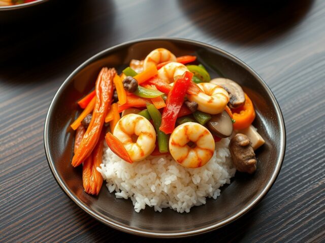 Wok met scampi’s