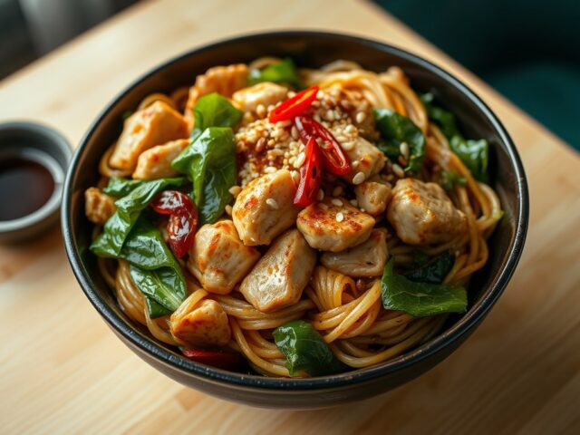 Wokschotel met kip en paksoi