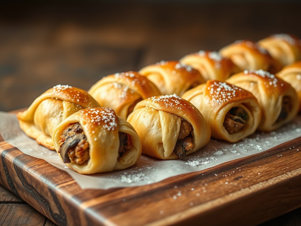 Worst-Vlees (Saucijzebroodjes,Worstebroodjes), AI-gegenereerde illustratie