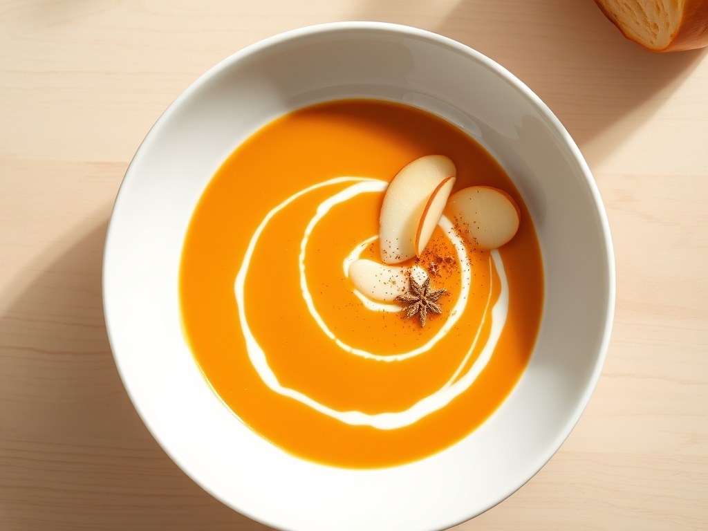 Wortelsoep met appel, AI-gegenereerde illustratie