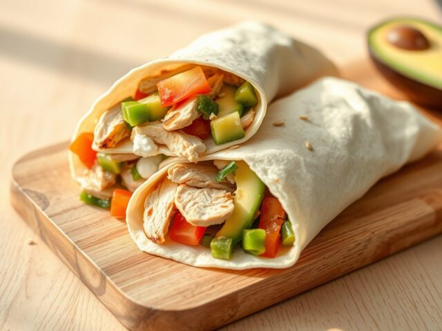Wraps met kip en avocado