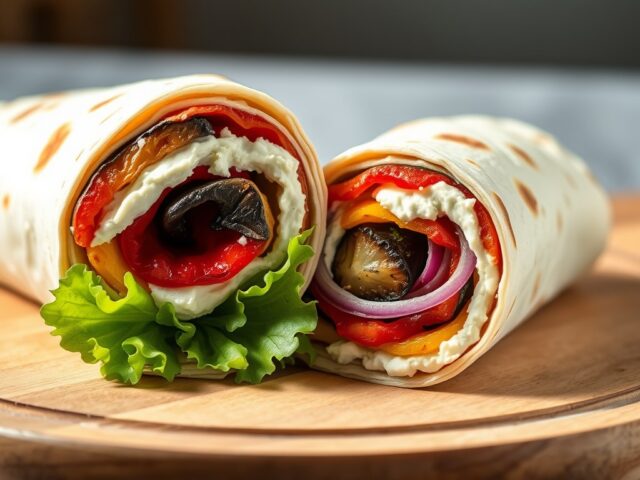 Wraps met Philadelphia en geroosterde groenten