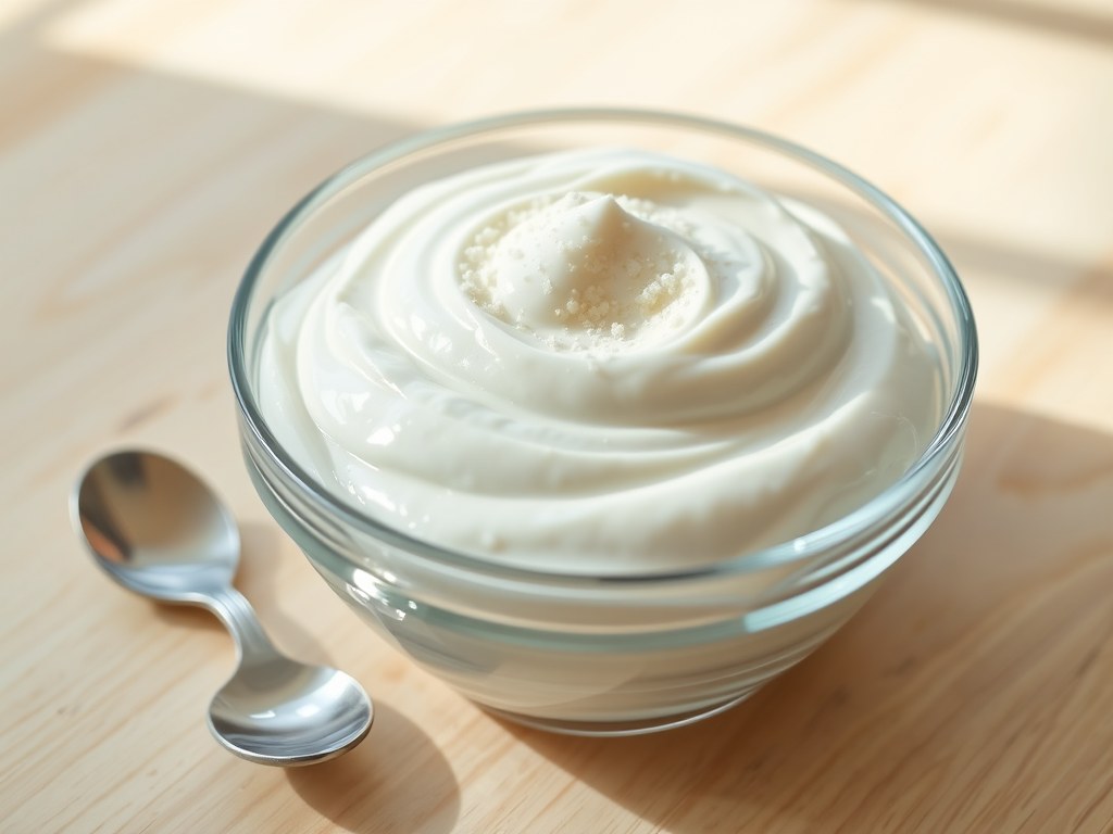 Yoghurt (magere Griekse) in 10 variaties, AI-gegenereerde illustratie