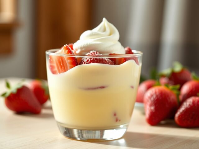 Zabaione met aardbeien