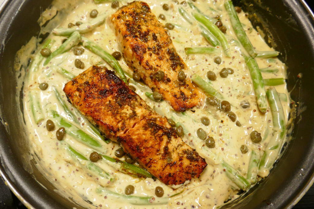 Zalige Zalm in mosterd roomsaus