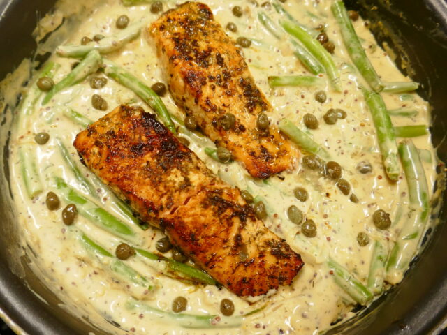 Zalige Zalm in mosterd roomsaus
