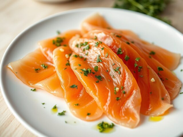Zalm(gerookt) met Marinade-Dressing
