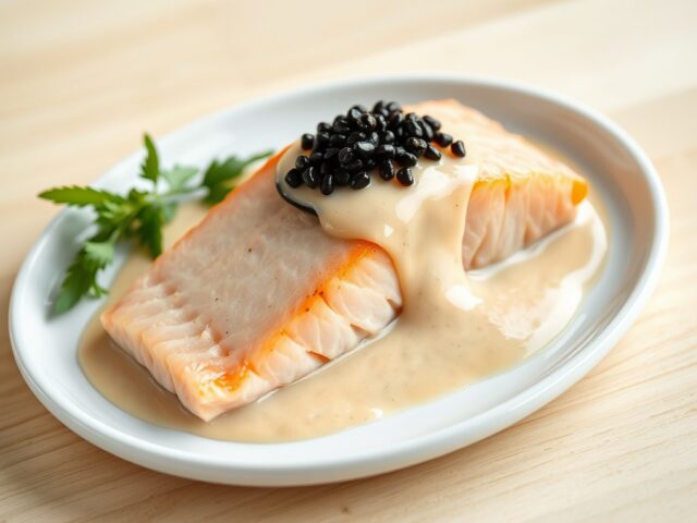 Zalm in champagne gegaard in champagnesaus