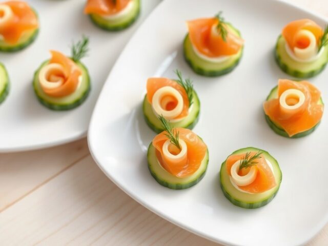 Zalm komkommer hapje