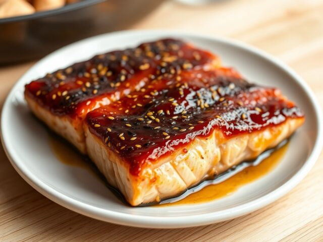 Zalm met bruine suiker, mosterd en honing (oven)