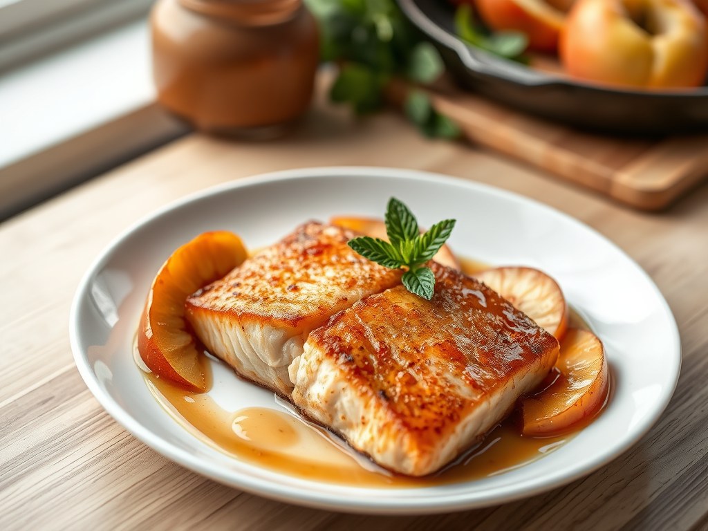 Zalm met jonagoldappel, AI-gegenereerde illustratie