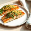 Zalm uit de oven met pesto en honing