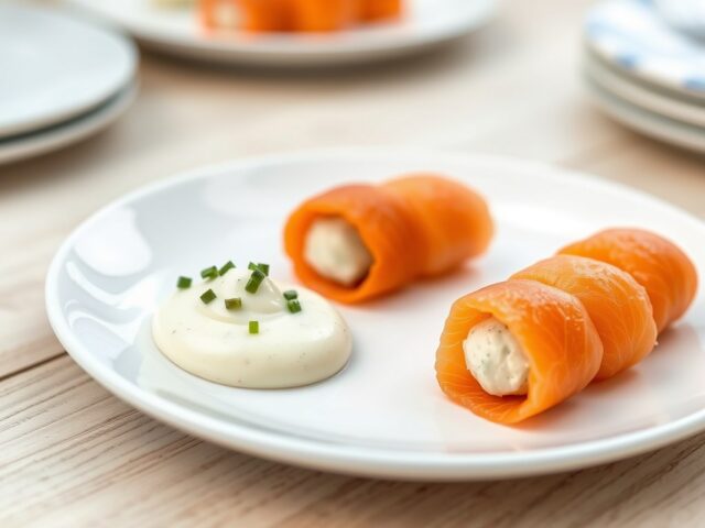 Zalmbonbon met mierikswortel mayonaise