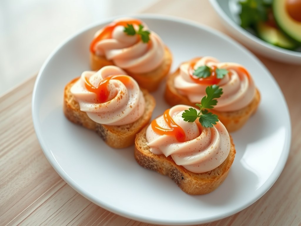 Zalmcreme op toastjes, AI-gegenereerde illustratie