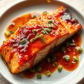 Zalmfilet met chili-knoflooksaus (oven)