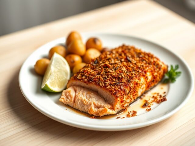 Zalmfilet met rode peper korst