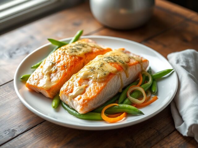 Zalmfilets met mosterd-dille saus