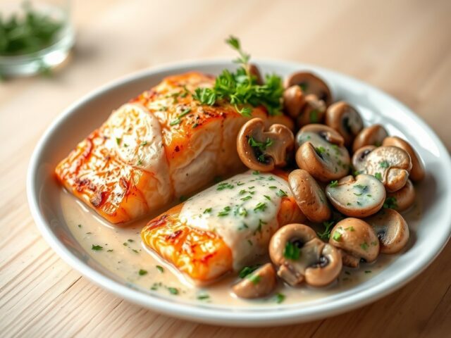 Zalmfilets met oesterzwammen