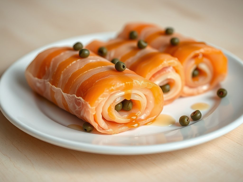 Zalmrolletjes met Prei, AI-gegenereerde illustratie