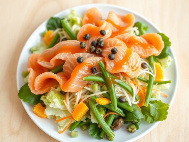 Zalmsalade met sinaasappeldressing