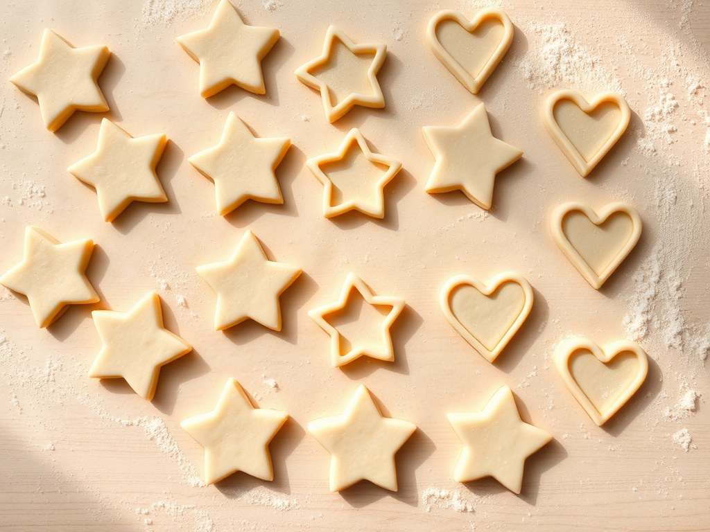 Zanddeeg ideaal voor uitsteekvormen, koekjesvormen, AI-gegenereerde illustratie