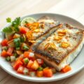 Zeebaars met knoflookchips en groentesalsa