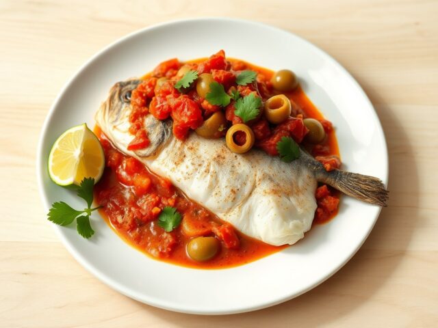 Zeebaars met Zuid-Mexicaanse saus (Veracruz)