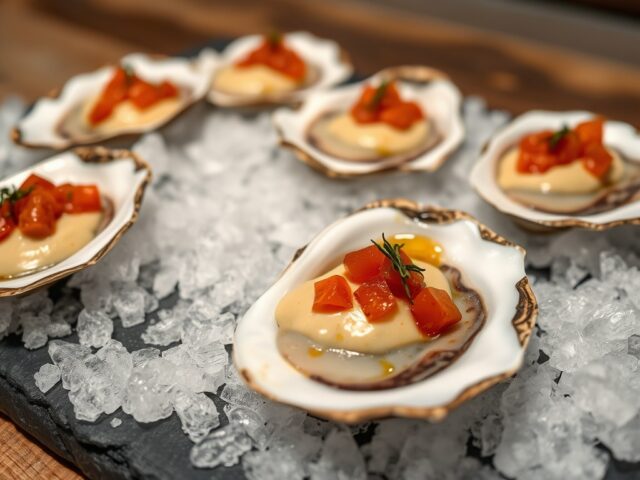 Zeeuwse oester met saus van eendenlever