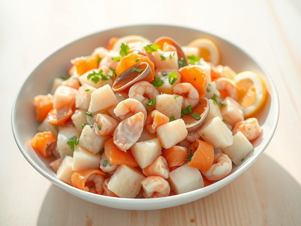 Zeevruchtensalade uit Zweden, AI-gegenereerde illustratie