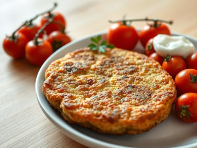 Zelfgemaakte frikadel met tomaatjes uit de oven