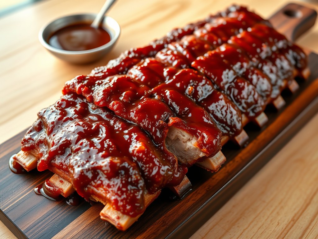 Zoete spareribs marinade en saus, AI-gegenereerde illustratie