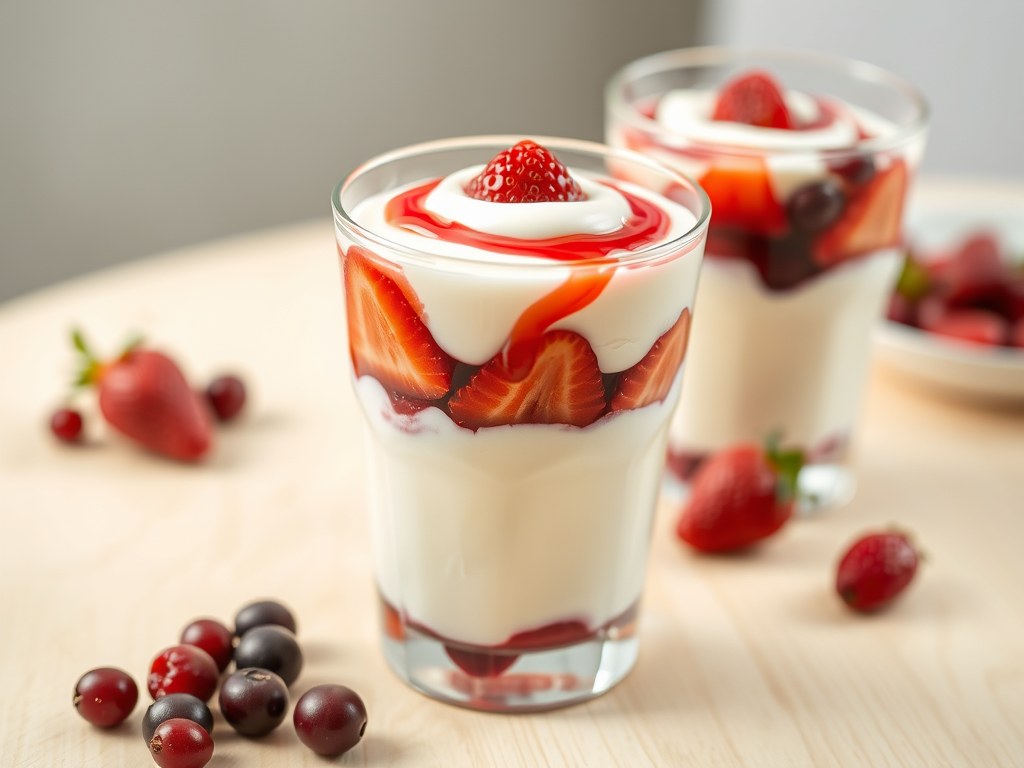 Zomerse fruityoghurt, AI-gegenereerde illustratie