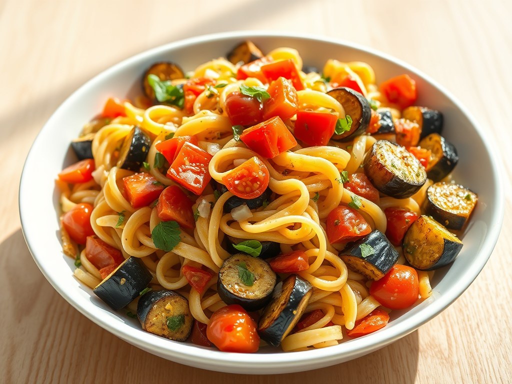 Zomerse pastasalade, AI-gegenereerde illustratie