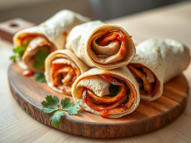 Zomerse wraps met geroosterde reepjes kalkoen en O