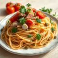 Zuiderse pasta met trostomaten & tonijn