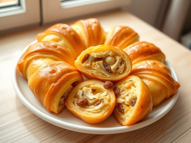 Zuurkoolbroodjes met romige kip en rozijnen