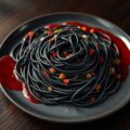 Zwarte pasta met bloedsaus