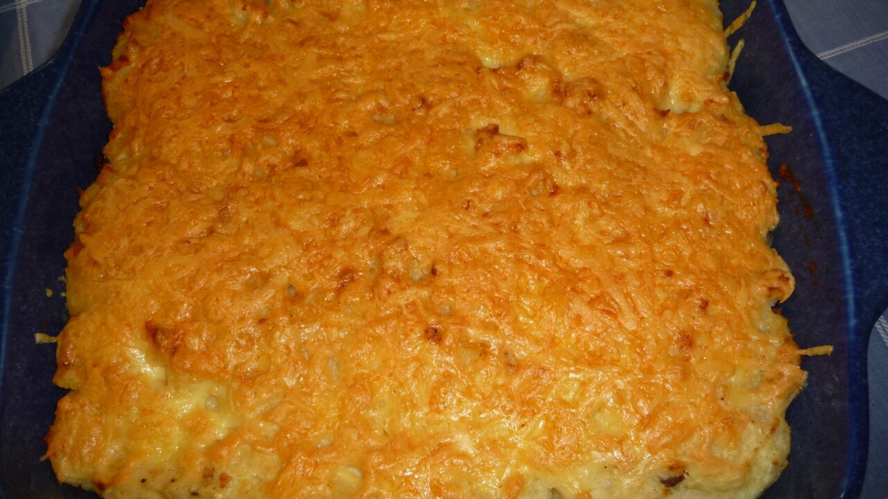 Ovenschotel met gehakt, paddenstoelen en puree van aardpeer, foto 4