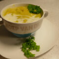 Aardappel – prei – maaltijdsoep met kip en kerrie.