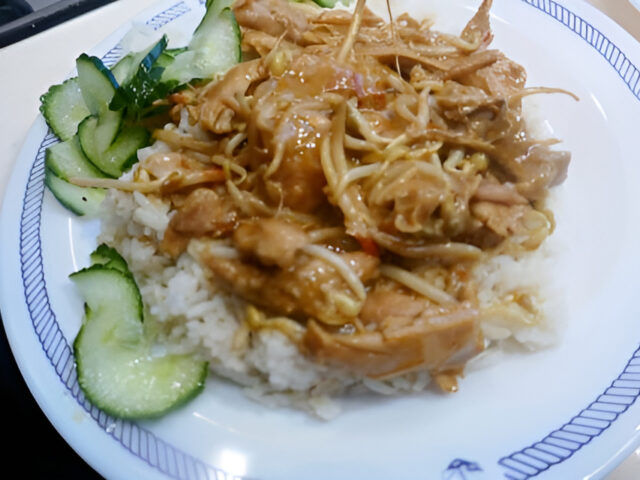Ajam Roedjak ( kippendijen gestoofd in mild-pittige kokosmelk saus)