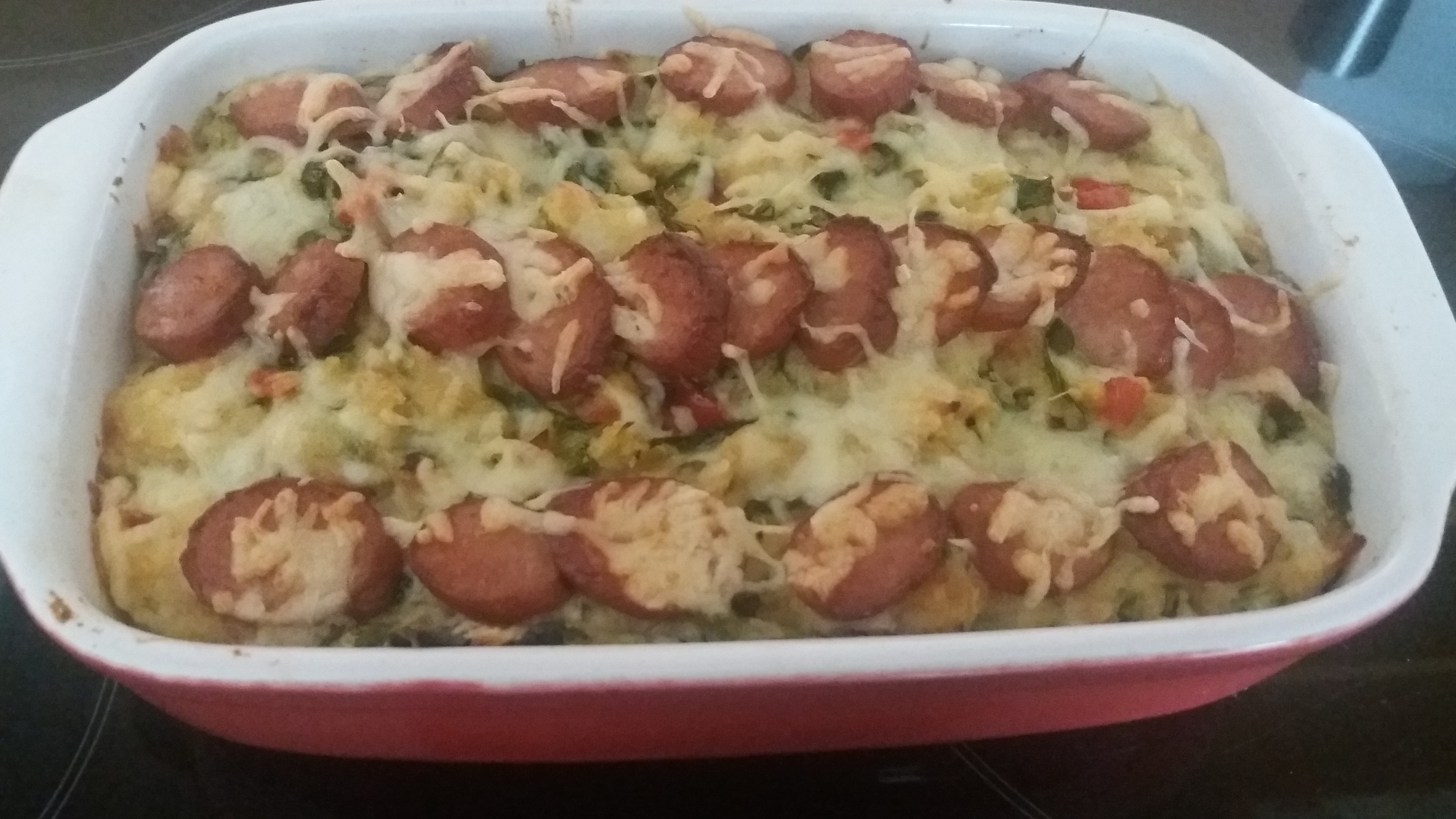Andijviestamppot uit de oven met spekjes paprika en creme fraiche