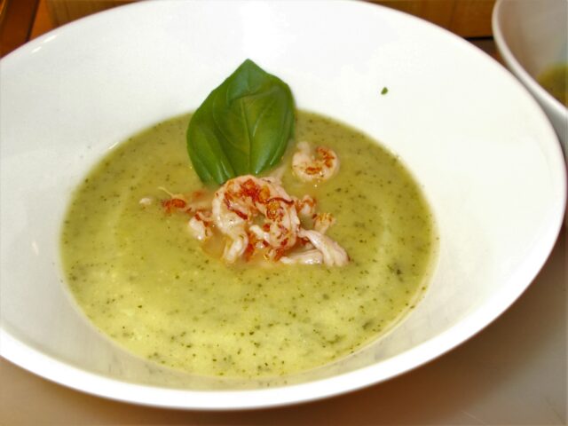Waterkerssoep met gamba`s