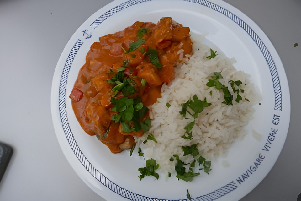 Camping gemak 2 Romige kipstoof met paprika en courgette....