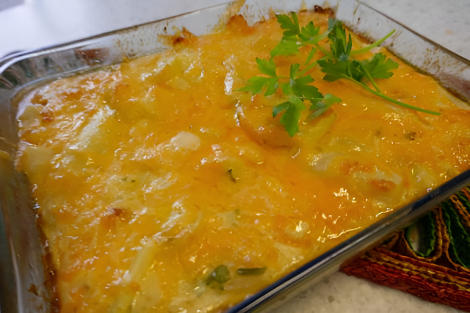 Eenvoudige ovenschotel met witte asperges en cheddar