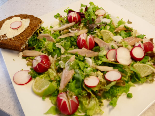 Gerookte Palingsalade met limoen en radijs