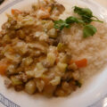 Groene Groente Curry met gehakt en rijst + een gele currypasta.