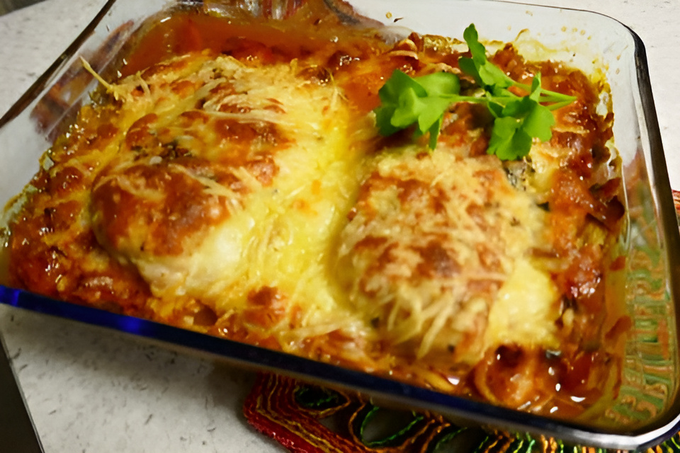 Kip in pittige tomaten - groente - ovenschotel.....