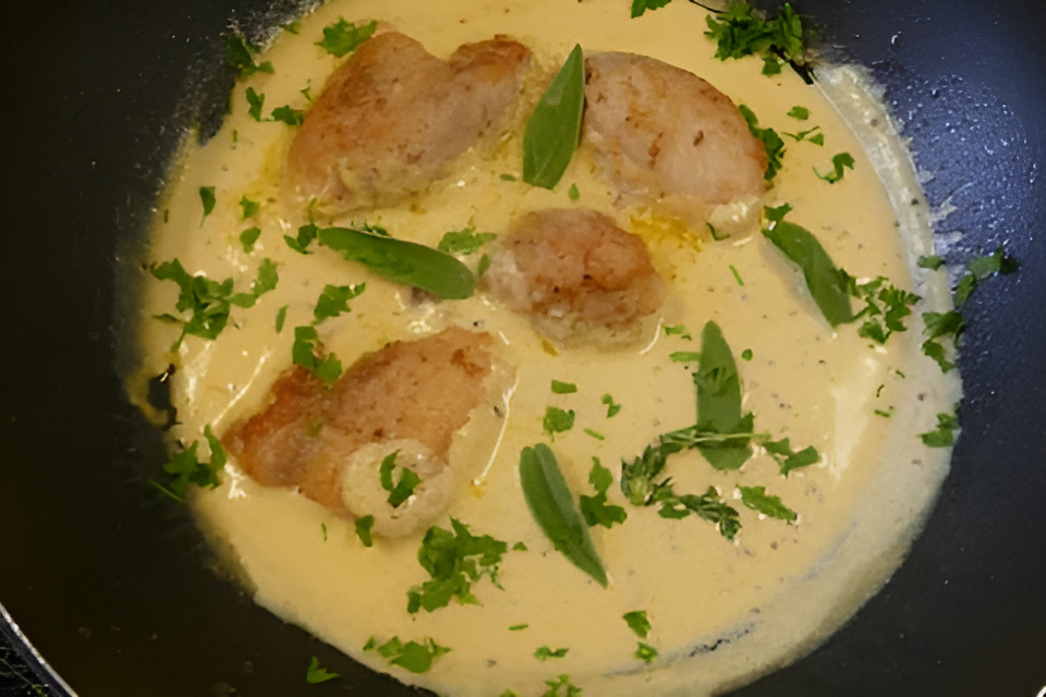 Kippendijtjes in romige honing-mosterdsaus